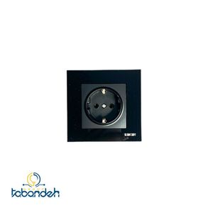 پریز ساده سرامیکی BEKER مدل گلس مشکی با قاب کریستال مشکی